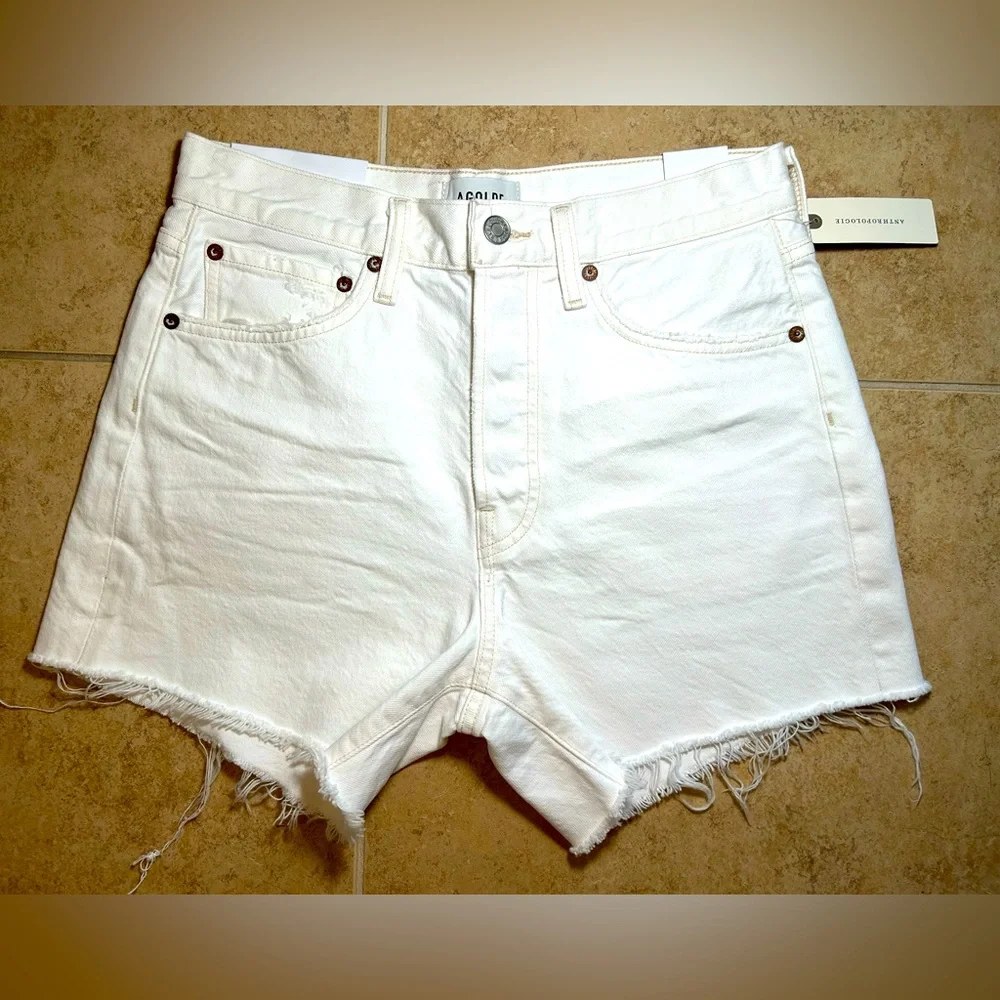 NWT🌷(26) Agolde Parker Denim Long White Shorts - Size 26